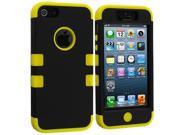 Yellow Black Hybrid Tuff Hard Soft 3 Piece Case Cover for Apple iPhone 5 5S
