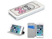 Apple iPhone 5S 5 White MyJacket Wallet Case with Colorful Beads Inside Skull