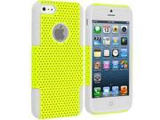 White Yellow Hybrid Mesh Hard Soft Case Cover for Apple iPhone 5 5S