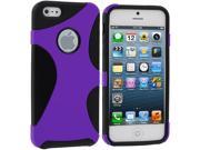 Black Purple Five Point Hybrid Hard Soft Case Cover for Apple iPhone 5 5S