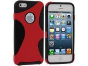 Black Red Five Point Hybrid Hard Soft Case Cover for Apple iPhone 5 5S