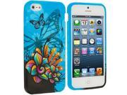 Blue Butterfly Flower TPU Design Soft Case Cover for Apple iPhone 5 5S