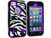 Purple Zebra Protector Hybrid Zebra 3 Piece Case Cover for Apple iPhone 5 5S