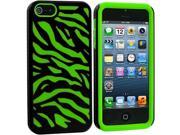 Neon Green Black Hybrid Zebra Hard Soft Case Cover for Apple iPhone 5 5S