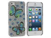 Blue Green Butterfly Bling Rhinestone Case Cover for Apple iPhone 5 5S