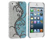 Blue Silver Swirl Bling Rhinestone Case Cover for Apple iPhone 5 5S