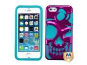 Apple iPhone 5S 5 Metallic Hot Pink Tropical Teal Skullcap Hybrid Case Cover