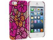 Hot Pink Hawaii Flower Bling Rhinestone Case Cover for Apple iPhone 5 5S