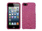 Apple iPhone 5S 5 Dots Hot Pink white Diamante Phone Protector Case Cover