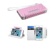 Apple iPhone 5S 5 Dots Pink white MyJacket Wallet Case Cover 36E