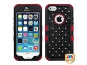 Apple iPhone 5S 5 Natural Black Red TUFF Hybrid Phone Case Cover Diamonds