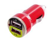 Red Dual 2 Port Car Charger 2.1A 1.0A