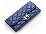 Womens Wallet Lambskin Genuine Leather Blue