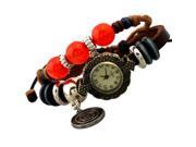 Leather Handmade Bracelet Wrist Watch Adjustable Shield