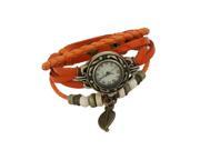 Leather Handmade Bracelet Wrist Watch Red