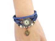 Leather Handmade Bracelet Wrist Watch Blue