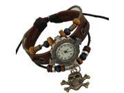 Leather Handmade Bracelet Wrist Watch Rope Adjustable Skull