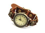 Leather Handmade Bracelet Wrist Watch Adjustable Skull