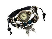 Leather Handmade Bracelet Wrist Watch Adjustable Butterfly