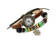 Fashion Leather Handmade Bracelet Wrist Watch Adjustable Bead
