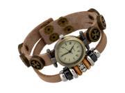 Fashion Leather Handmade Bracelet Wrist Watch Adjustable Beige