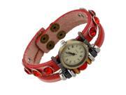 Fashion Leather Handmade Bracelet Wrist Watch Adjustable Faux Diamond