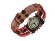 Fashion Leather Handmade Bracelet Wrist Watch Adjustable Rose