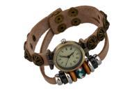 Leather Handmade Bracelet Wrist Watch Adjustable Beige