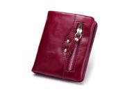 Wallet Women Leather Genuine Bifold Small Wallet with Front Zipper Design Purple