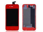 Replacement Full Set Front LCD Display Touch Screen Digitizer Assembly With Home Button Back Cover Housing Compatible For Verizon Sprint iPhone 4 CDMA Red