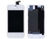 Replacement Full Set Front LCD Display Touch Screen Digitizer Assembly With Home Button Back Cover Housing Compatible For Verizon Sprint iPhone 4 CDMA Whi