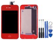 LCD Touch Screen Assembly Front LCD Touch Screen Digitizer Back Cover Housing Home Button Tools Kit for iPhone 4 GSM AT T Red