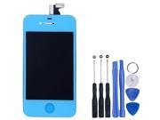 LCD Touch Screen Assembly Front LCD Touch Screen Digitizer with Home Button Tools for All Carriers iPhone 4S Light Blue