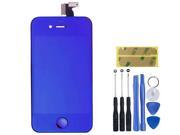 Electroplating Mirror LCD Display Touch Screen Digitizer Assembly Replacement Home Button Back Cover Housing for Tools Kit CDMA iPhone 4 4G Blue