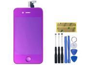 Electroplating Mirror LCD Display Touch Screen Digitizer Assembly Replacement Home Button Back Cover Housing for Tools Kit CDMA iPhone 4 4G Purple