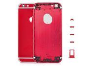 Alloy Metal Back Cover Battery Housing Middle Frame Bezel Replacement with LOGO Buttons Kit for iPhone 6 4.7 inch Red