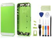 High Quality Back Panel Housing Case Cover w Buttons SIM Card Tray Compatible for iPhone 5s With Tool Kit White Green