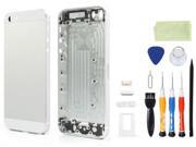 High Quality Back Panel Housing Case Cover w Buttons SIM Card Tray Compatible for iPhone 5s With Tool Kit White Silver