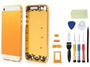 High Quality Back Panel Housing Case Cover w Buttons SIM Card Tray Compatible for iPhone 5s With Tool Kit White Golden