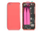 Pre assembled Plastic Back Cover Housing Assembly Battery Door Middle Frame Full Bezel Assembled with Small Parts LOGO Buttons for iPhone 5C Pink