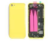 Pre assembled Plastic Back Cover Housing Assembly Battery Door Middle Frame Full Bezel Assembled with Small Parts LOGO Buttons for iPhone 5C Yellow