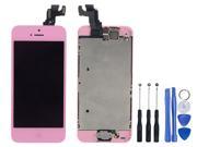 LCD Display Touch Screen Glass Digitizer Assembly With Spare Parts Home Button Camera Flex Cable Sensor Tool Kit for iPhone 5C Pink