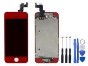 LCD Display Touch Screen Glass Digitizer Assembly With Spare Parts Home Button Camera Flex Cable Sensor Tools Kit for iPhone 5S Red