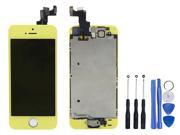 LCD Display Touch Screen Glass Digitizer Assembly With Spare Parts Home Button Camera Flex Cable Sensor Tools Kit for iPhone 5S Yellow