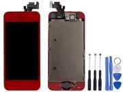 LCD Display Touch Screen Glass Digitizer Assembly With Spare Parts Home Button Camera Flex Cable Sensor Tools Kit for iPhone 5 Red