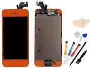 Orange LCD Touch Screen Digitizer Assembly with Small Parts Home Button Camera Flex Cable Sensor Free Repair Tools Kits for Iphone 5
