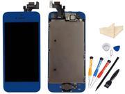 Dark Blue LCD Touch Screen Digitizer Assembly with Small Parts Home Button Camera Flex Cable Sensor Free Repair Tools Kits for Iphone 5