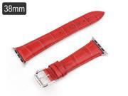 Funky Alligator Pattern Genuine Leather Strap Replacement Wrist Band with Metal Clasp Buckle Clip For Apple Watch 38mm Red