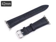 Funky Alligator Pattern Genuine Leather Strap Replacement Wrist Band with Metal Clasp Buckle Clip For Apple Watch 42mm Dark Blue