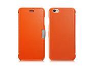 Luxury Corrected Grain Leather Side open Case for iPhone 6 Plus 5.5 inch Orange